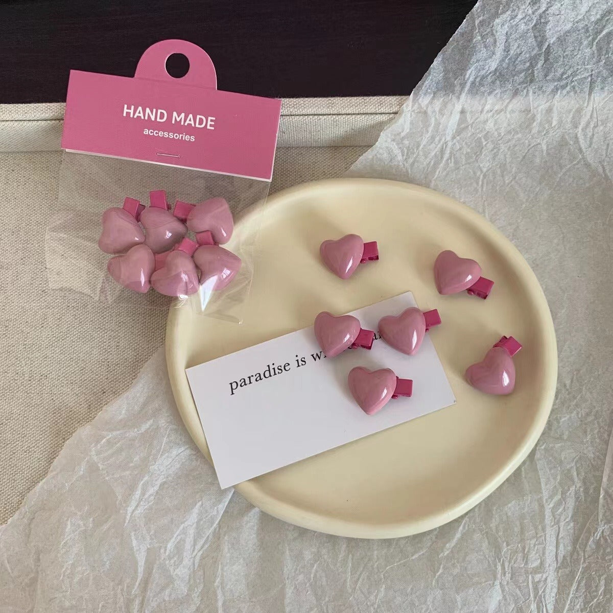 Wholesale 6 Pack Pink Love Hair Clips